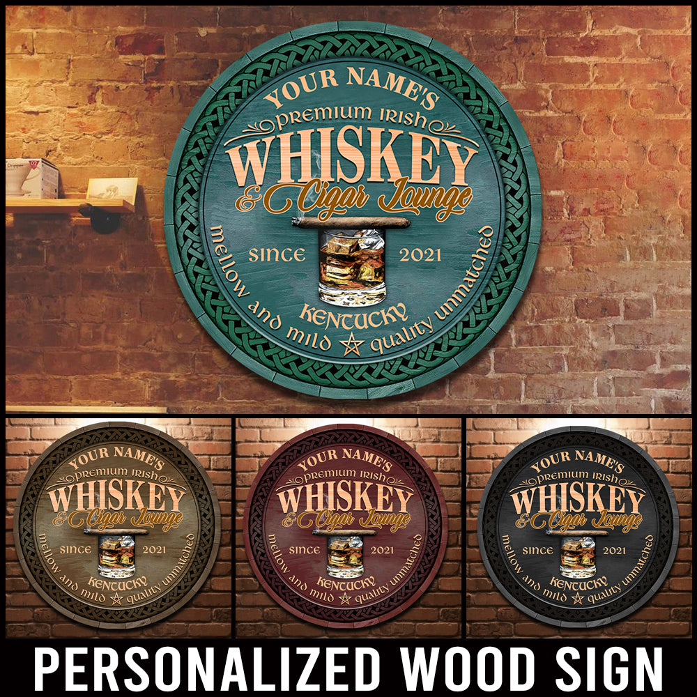 89Customized Irish Whiskey & Cigar lounge Customized Wood Sign
