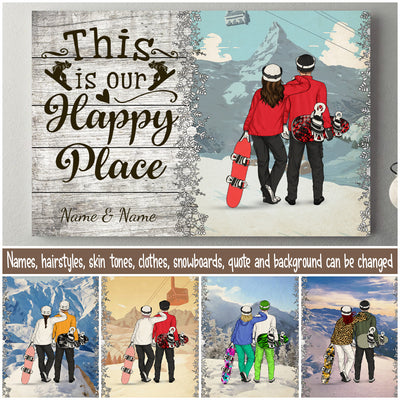 89Customized Snowboarding Couple Horizontal Personalized Poster
