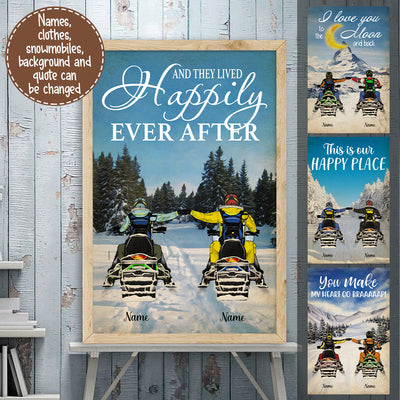 89Customized Snowmobiling Couple Vertical Poster 2