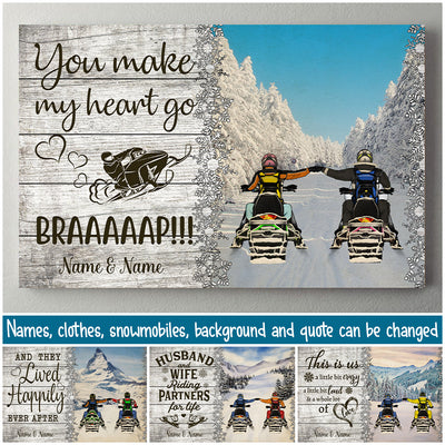 89Customized Snowmobiling Couple Horizontal Poster