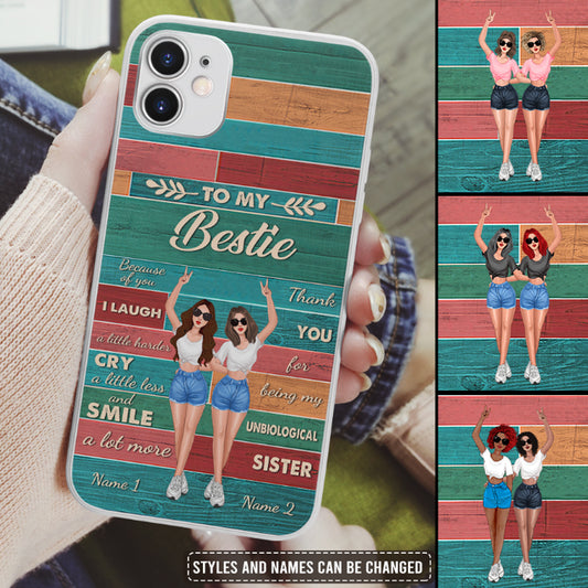 89Customized Because of you I laugh a little harder cry a little less and smile a lot more Phone Case