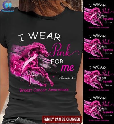 89Customized I wear pink for my family personalized shirt