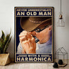 An Old Man With Harmonica Poster