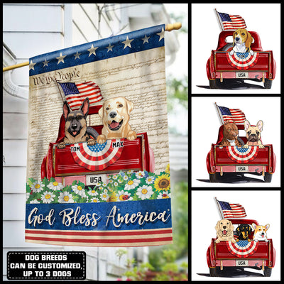 89Customized God bless America 4th of July Patriot Dog Customized Garden Flag