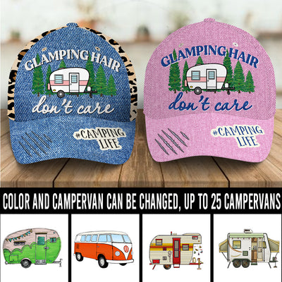 89Customized Glamping hair don't care camping life 2 Customized Cap