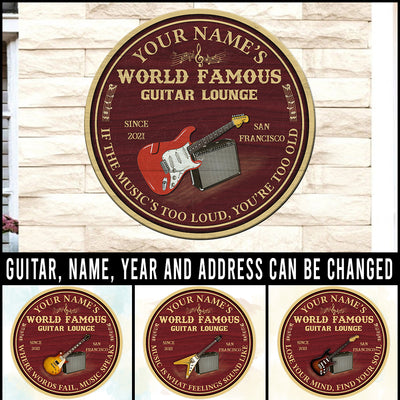 89Customized Guitar lounge personalized wood sign