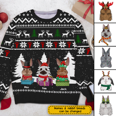89Customize Winter Bunny Rabbit Lovers Personalized Ugly Sweater
