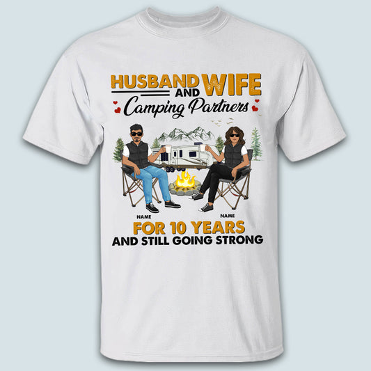 89Customized Husband And Wife Camping Partners For 10 Years And Still Going Strong Personalized Shirt