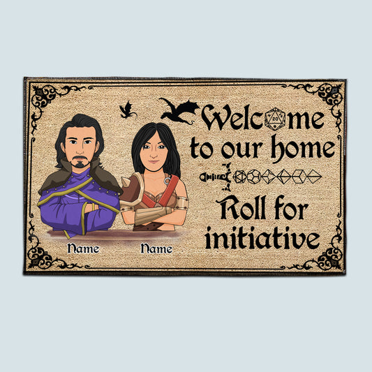 89Customized Welcome to our home Roll for initiative Dungeons and Dragons Personalized Doormat