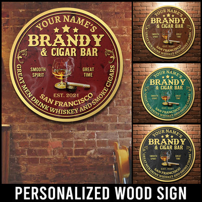 89Customized Brandy & Cigar bar Customized Wood Sign