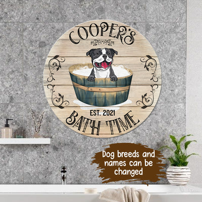 89Customized Dog's Bath Time Personalized Wood Sign