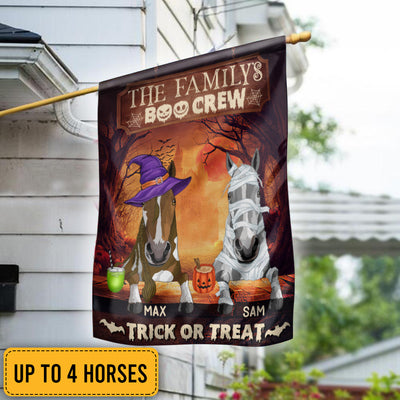89Customized Trick Or Treat Family Boo Crew Spooky Horses Personalized Garden Flag