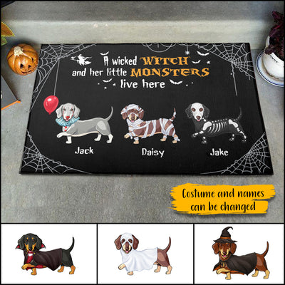 89Customized Happy Halloweenie Dachschund Personalized Doormat