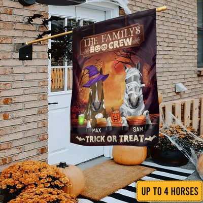 89Customized Trick Or Treat Family Boo Crew Spooky Horses Personalized Garden Flag