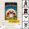 89Customized Happy Halloween Trick Or Treat Pug Welcome Personalized Printed Metal Sign