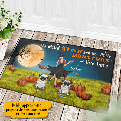 89Customized A Wicked Witch And Her Little Monsters Live Here Personalized Doormat