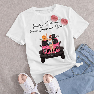 89Customized 89Customized Just A Girl Who Loves Her Jeep And Her Dogs Personalized Shirt