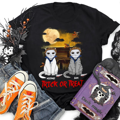 89Customized Trick or Treat Halloween Cat Personalized Shirt