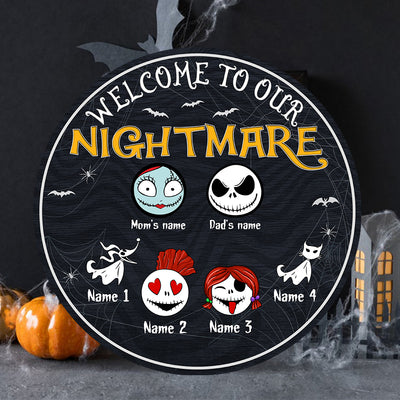 89Customized Welcome to our nightmare personalized wood sign