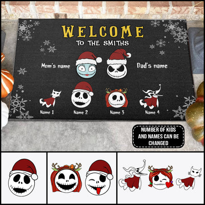 89Customized Welcome to the nightmare family jack christmas personalized doormat
