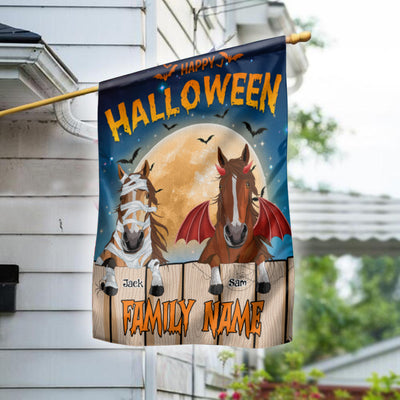 89Customized Happy Halloween Horses Personalized Garden Flag