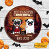 89Customized Halloween Pug Welcome To The Boo Crew Personalized Wood Sign