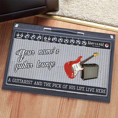 89Customized A guitarist and the pick of his/her life live here personalized doormat