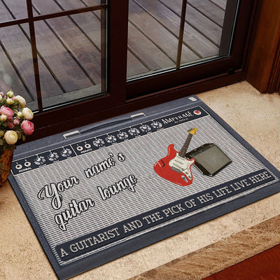 89Customized A guitarist and the pick of his/her life live here personalized doormat