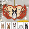 89Customized Memorial Heart Rabbit Lovers Personalized Layered Wooden Ornament