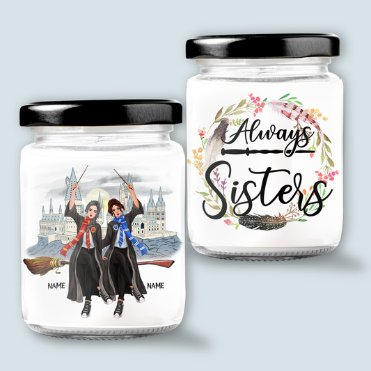 89Customized Always Sisters Wizard Best Friends Personalized Candle