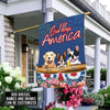 89Customized God bless America Funny Dog 4th of July Customized Garden Flag