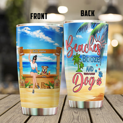 89Customized Beaches booze dogs Girl and Dogs Customized Tumbler