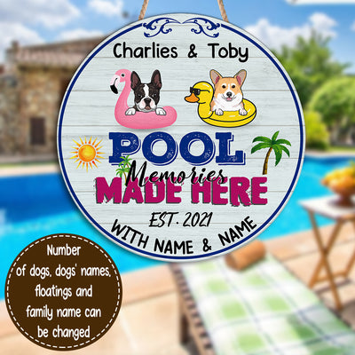 89Customized Dogs Pool Memories Made Here With Family Personalized Wood Sign