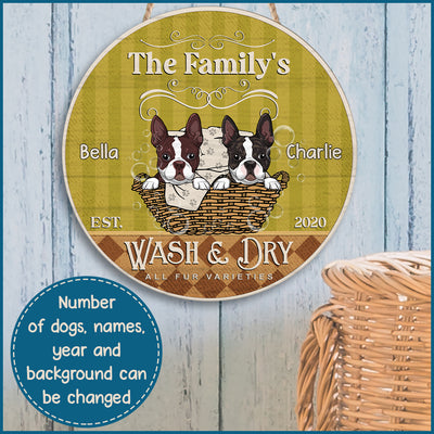 89Customized Dog Laundry Wash & Dry Personalized Wood Sign