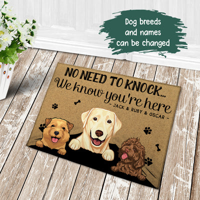 89Customized My Dogs Know You Are Here Personalized Doormat