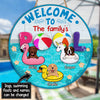 89Customized Welcome To The Family Pool With Our Dogs Wood Sign