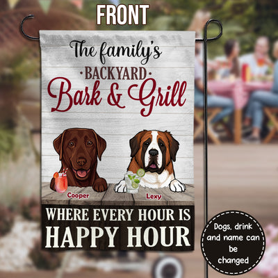 89Customized Dogs Bark & Grill Backyard Rules Personalized 2 Sided Flag