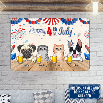 89Customized 4th Of July Personalized Printed Metal Sign For Dog And Cat Lovers