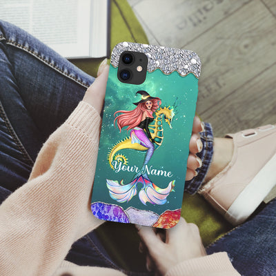 89Customized Mermaid witch with Seahorse Customized Phonecase