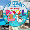 89Customized Welcome To The Family Pool With Our Dogs Wood Sign