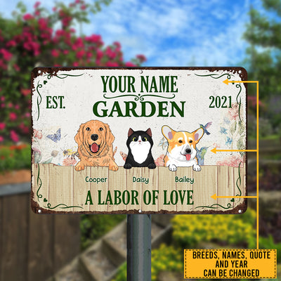 89Customized Welcome To Our Garden Dogs/Cats Lovers Personalized Printed Metal Sign