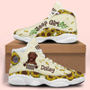 89Customized Jeep girl Sunflower pattern Dog and Cat Customized White Air JD13 Shoes