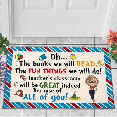 89Customized The Fun things we will do Dr. Seuss Customized Doormat