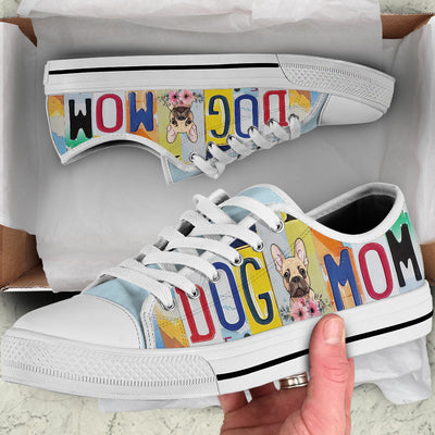 89Customized Dog mom License Plate Customized White Low Top Shoes