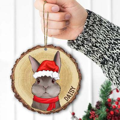 89Customized Rabbit Lovers 3D Wood Slice Personalized Ornament