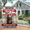 Personalized Protected By Lord and a Dobermann Garden Flag inkgo