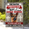 Personalized Protected By Lord and a German Shepherd Garden Flag inkgo