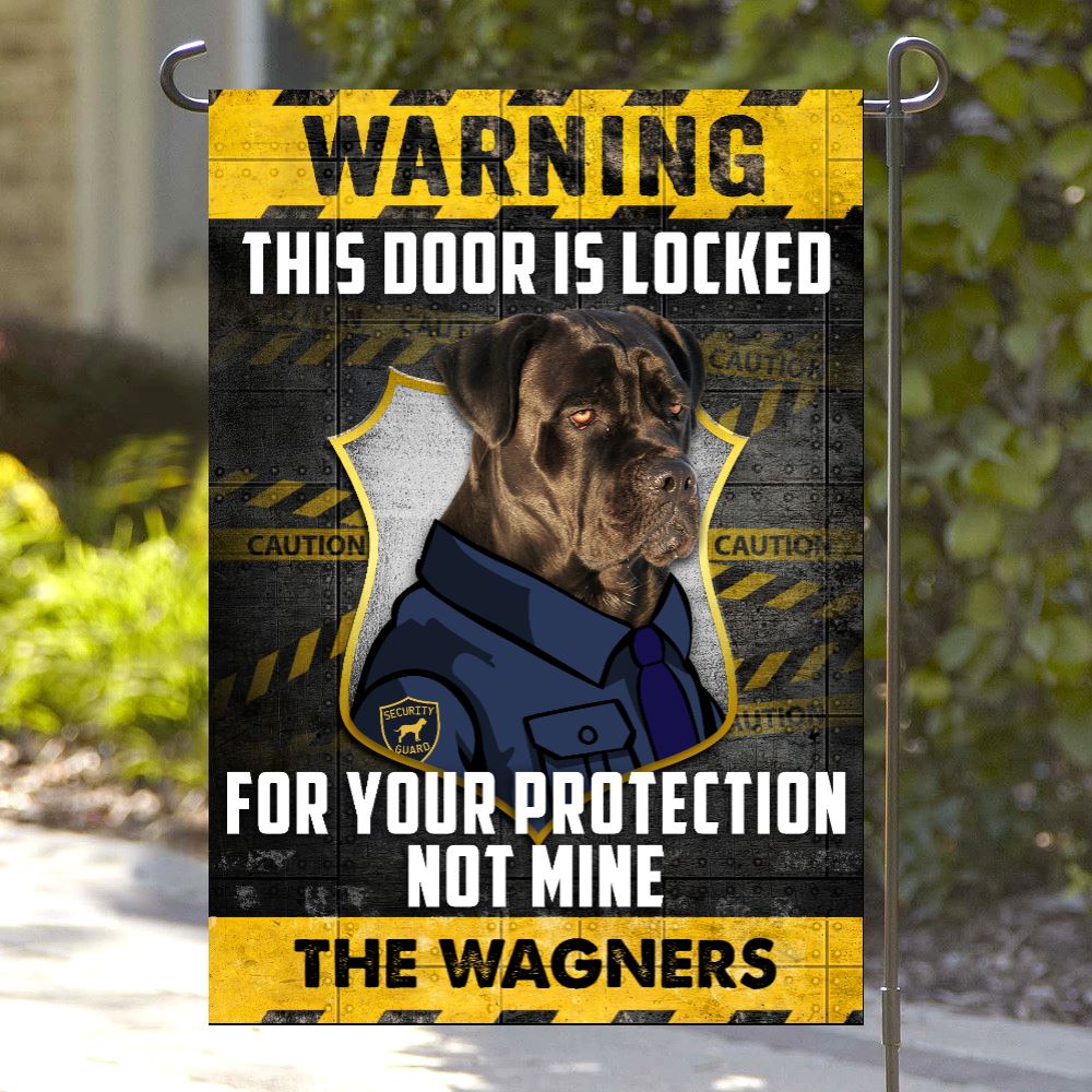 Personalized Warning This Door Is Looked Cane Corso Dog Garden Flag inkgo 