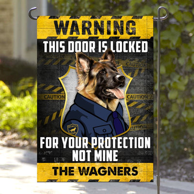 Personalized Warning This Door Is Looked German Shepherd Dog Garden Flag inkgo