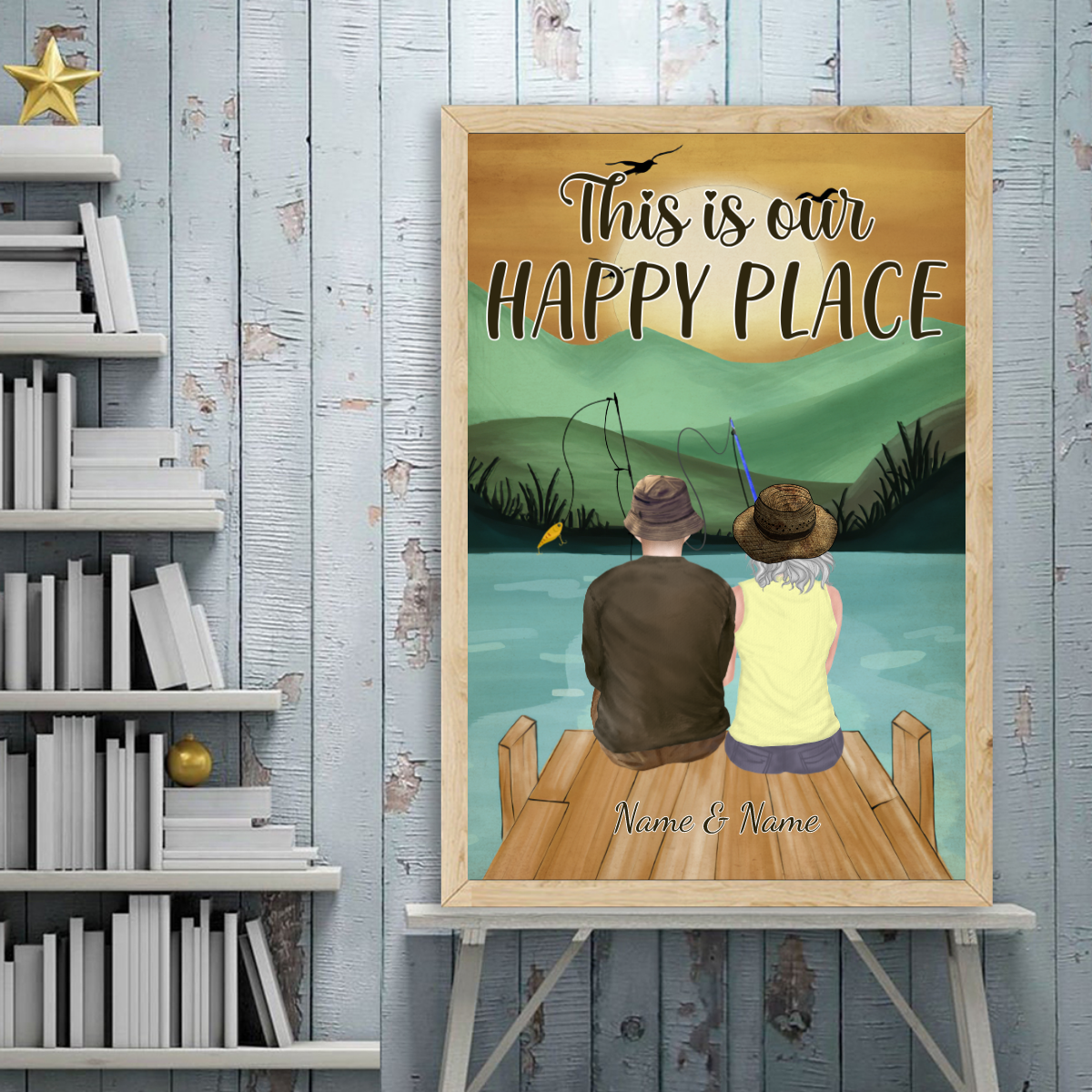 89Customized Fishing Couple Vertical Poster 2